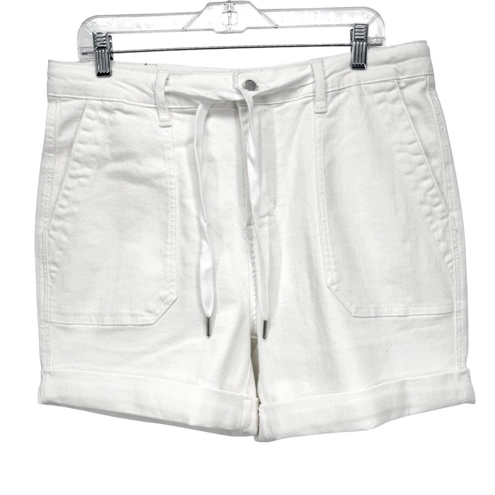 Judy Blue Denim Women's Drawstring Cuffed Shorts JB150339 WHT-CO Size XL